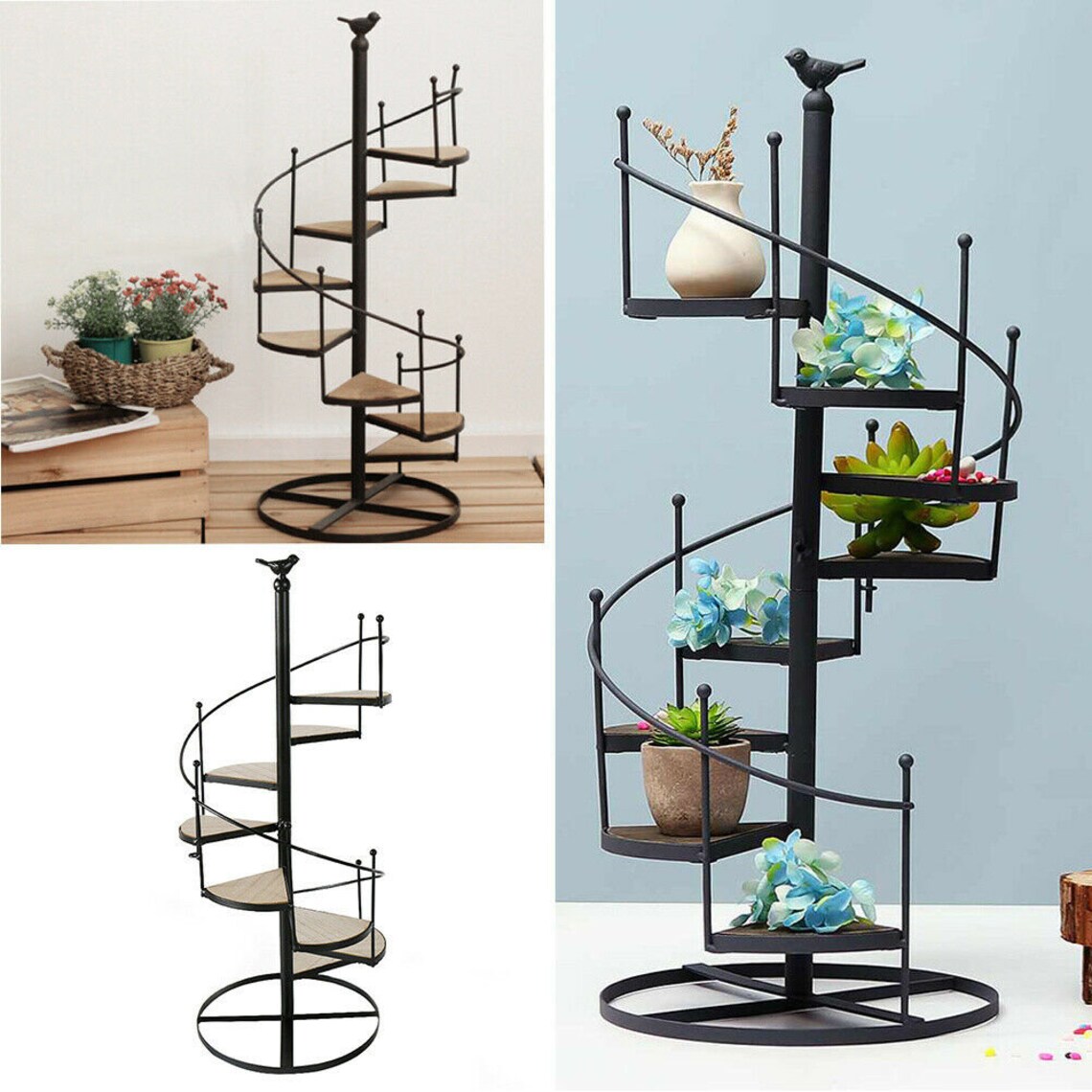 Rustic Luxury Metal Spiral Plant Stand 8 Tier Flower Pots Etsy
