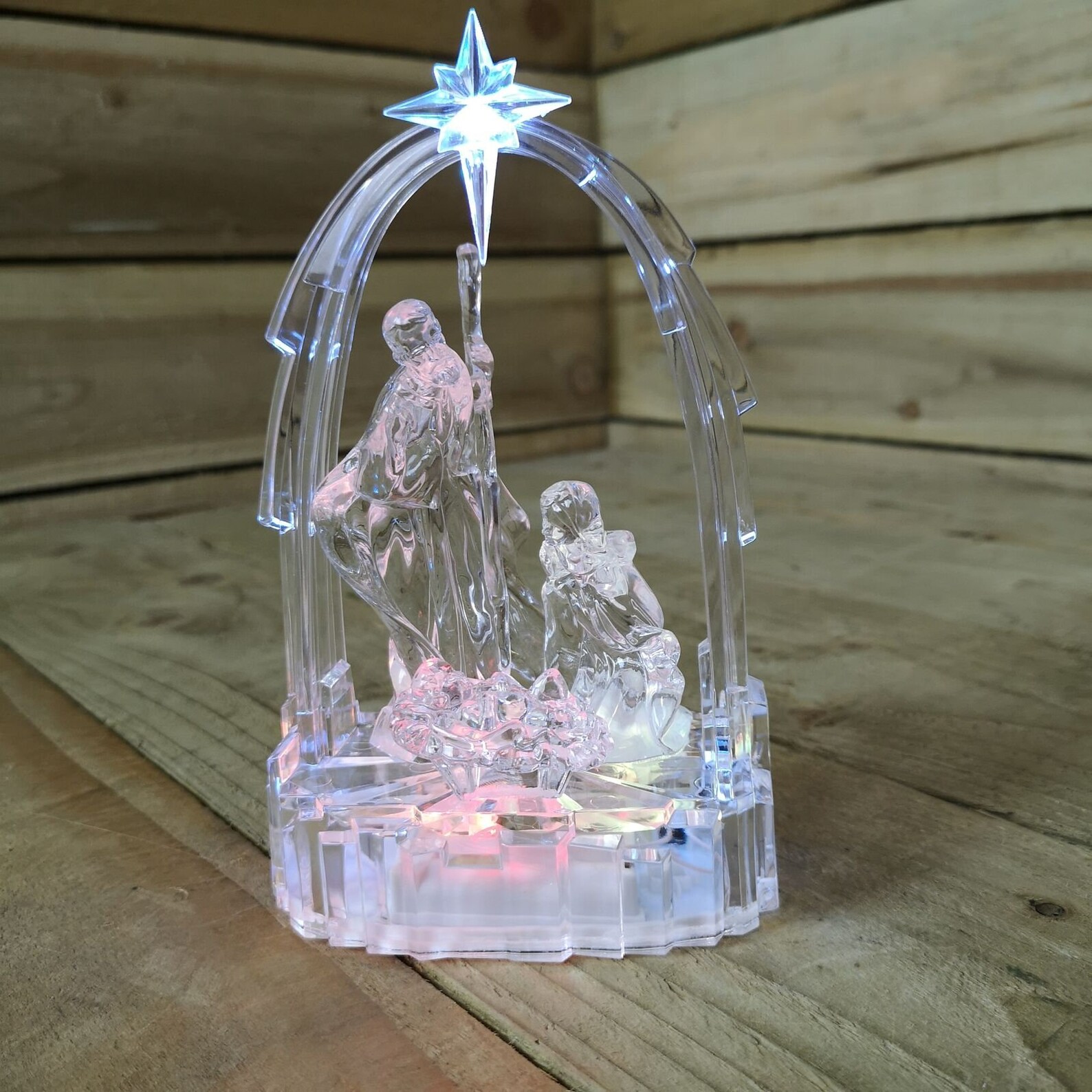 Christmas 19cm Acrylic Nativity Colour Changing LED Etsy