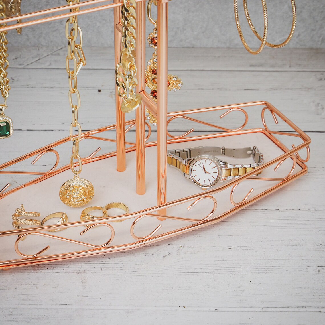 Contemporary Luxury Rose Gold 41cm Jewellery Tree Stand Table Etsy