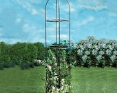 Vintage Retro 1.9m Garden Metal Obelisk Climbing Plant Flower Support Steel Tubular Cage Frame