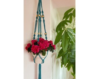 Teal macrame kit, DIY plant hanger, macrame craft kit, craft gift, vintage style macrame, plant hanger tutorial, plant hanger kit, boho kit