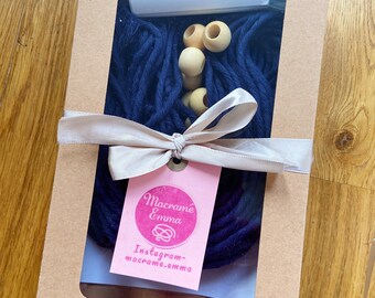 Navy macrame kit, plant hanger kit, craft kit, craft gift, Christmas craft gift, plant hanger craft, make a plant hanger, beginners macramé