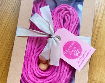 Pink plant hanger kit, macrame tutorial, DIY plant hanger, hot pink decor, pink plant decor