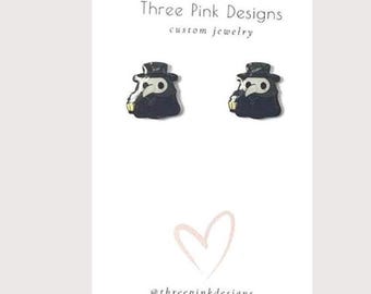 Tiny Plague Doctor Earrings, Spooky earrings, Goth earrings, Creepy jewelry, Halloween jewelry, Plague , scary earrings, 16th century