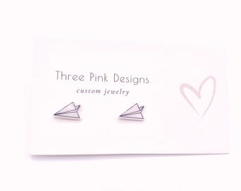 Cute Tiny Kawaii Paper Airplane Earrings, old school earrings, cute kawaii art, fun stuff,  paper dart earrings, unique earrings