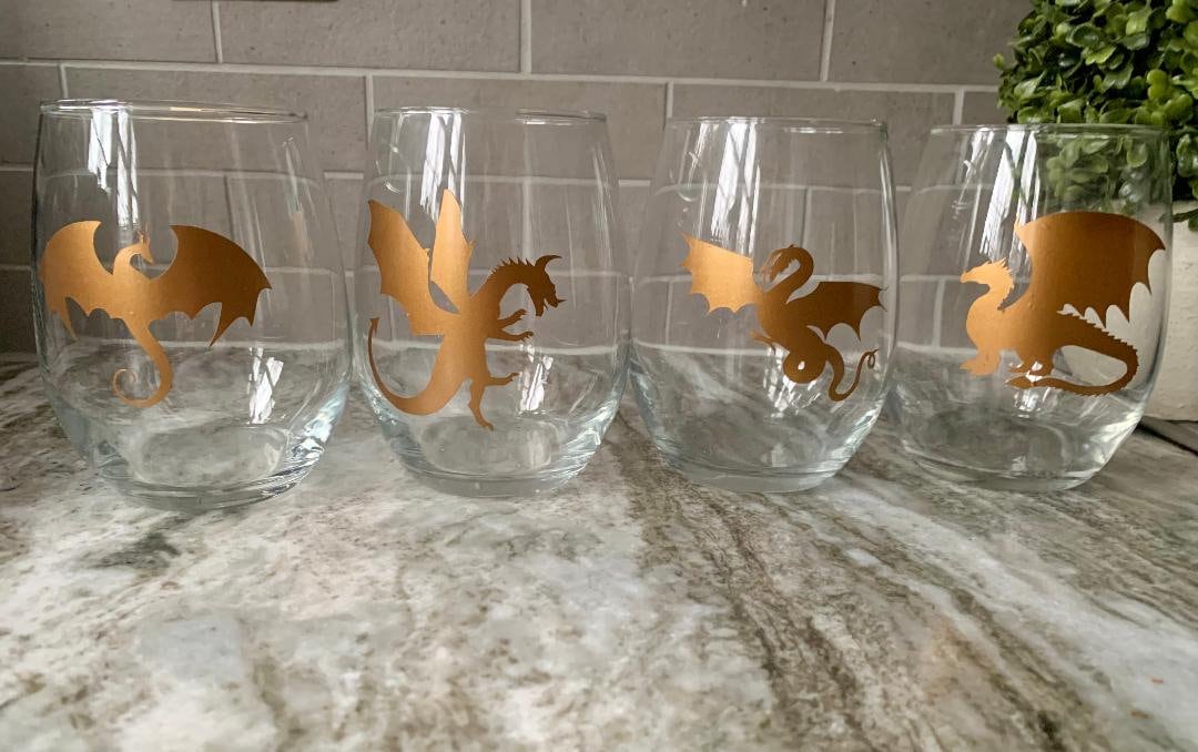 Dragon Wine Glasses, Personalized Dragon Cup, Dungeons and Dragons Cup ...