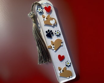 Corgi dog charm bookmark, Welsh Corgi bookmark,  animal bookmark, cute dog bookmark, dog lover gift, dog mom gift, dog mom bookmark