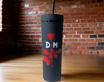 New Wave Inspired Tumbler, Personalized  gift, DM gift, rose tumbler, goth gift, concert stuff, violator, British Enjoy The Silence