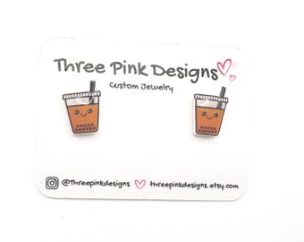 Söta små Boba Bubble Tea-örhängen, kawaii-örhängen, iskaffe- och teörhängen, latte-örhängen, söta bubble tea-grejer, tonårsgrejer