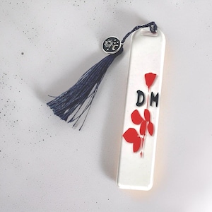 New Wave Inspired Bookmark, Personalized gift, DM gift, rose bookmark, goth gift, concert stuff, violator, British Enjoy The Silence