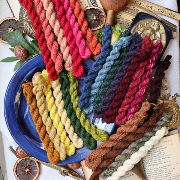 Plant Dyed WOOL THREAD FLOSS // Plant Dyed for Crewel Embroidery // Visible Mending // Historic Needework // Needlepoint // Cross stitch