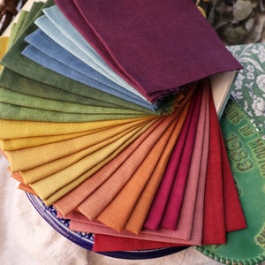 Plant Dyed LINEN Mini Cuts of Stitching Cloth