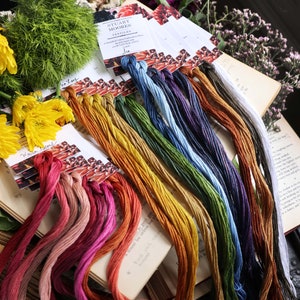 PLANT DYED Embroidery Floss SINGLES // Naturally Dye Cotton Embroidery Floss