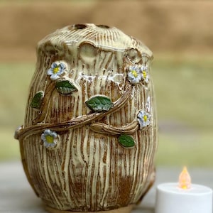 Flower Frog Pottery Vase handmade ceramic Flower Arranger great for Moms and Grandmas.