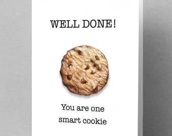 Congratulations greetings card for exam results / driving test . Smart Cookie / hand illustrated