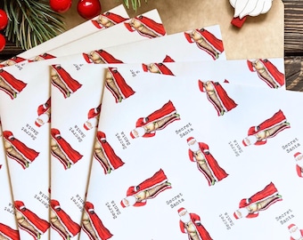 SECRET SANTA present / Christmas wrapping paper / gift wrap