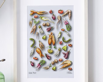 Rude Food Print: Cheeky Vegetable Illustration, Gallery Wall Art