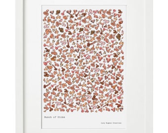 Bunch of Dicks Illustration Print, Rude Cheeky gift. Wall art Digital. Download File