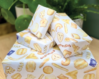 Hand Illustrated Crisps Gift Wrap – Snack Lover Present Paper