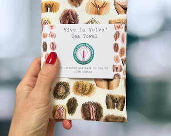 Viva La Vulva Kitchen Tea Towel – Hand-Illustrated Feminist Gift