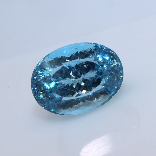Dark Blue Aquamarine High Quality,Fantastic Big Oval Cut Stone15.42Ct.AAA+ Real AquamarineFaceted Loose Gemstone,Anniversary Ring16.7x12.3mm