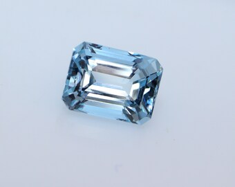 Natural Aquamarine Emerald Cut Gemstone,1.71Ct | Genuine Blue March Birthstone | Loose Aquamarine  Jewelry Making | Wedding Ring 7.4x5.9mm,