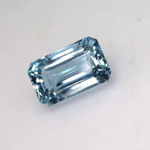 Natural Aquamarine Baguette Cut 3.38Ct Loose Blue Gemstone | March Birthstone | Faceted Aquamarine for Ring, Anniversary Jewelry 11.1x6.9mm.