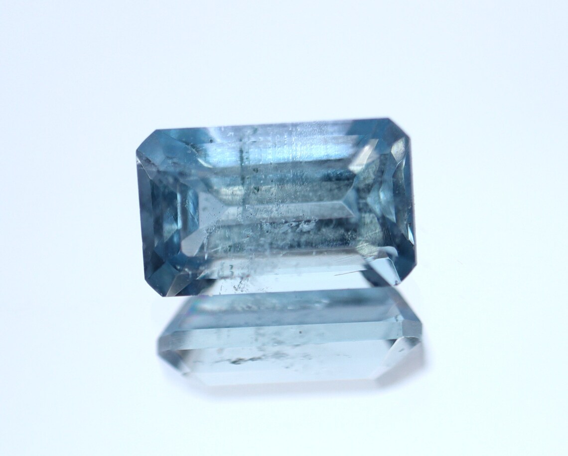100 Natural Dark Blue Aquamarine Emerald Cut Stone6.2x3.8mm Etsy
