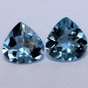 Santa Maria Aquamarine! 1.11Ct. AAA+ Natural Heart Cut Aquamarine 6x6mm 2Pc  Faceted Loose Gemstone for Jewelry Making | March Birthstone
