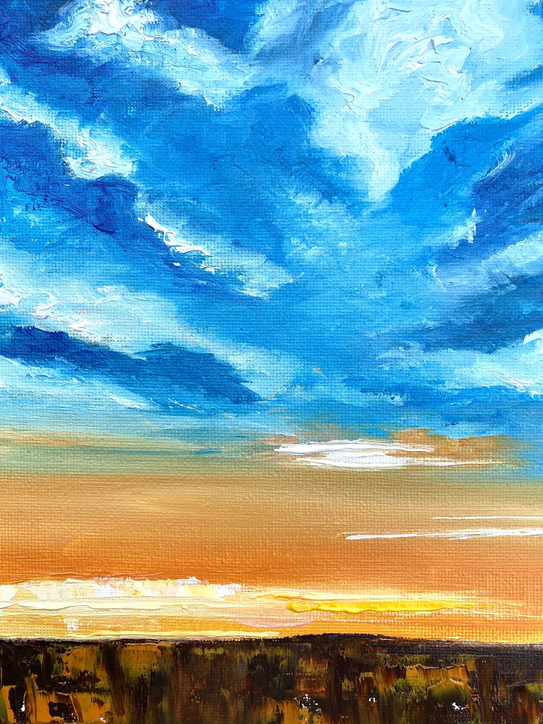 【F15号】good blue(FRANCOIS) oil painting Abstract Landscape Oil Painting on Stretched Canvas