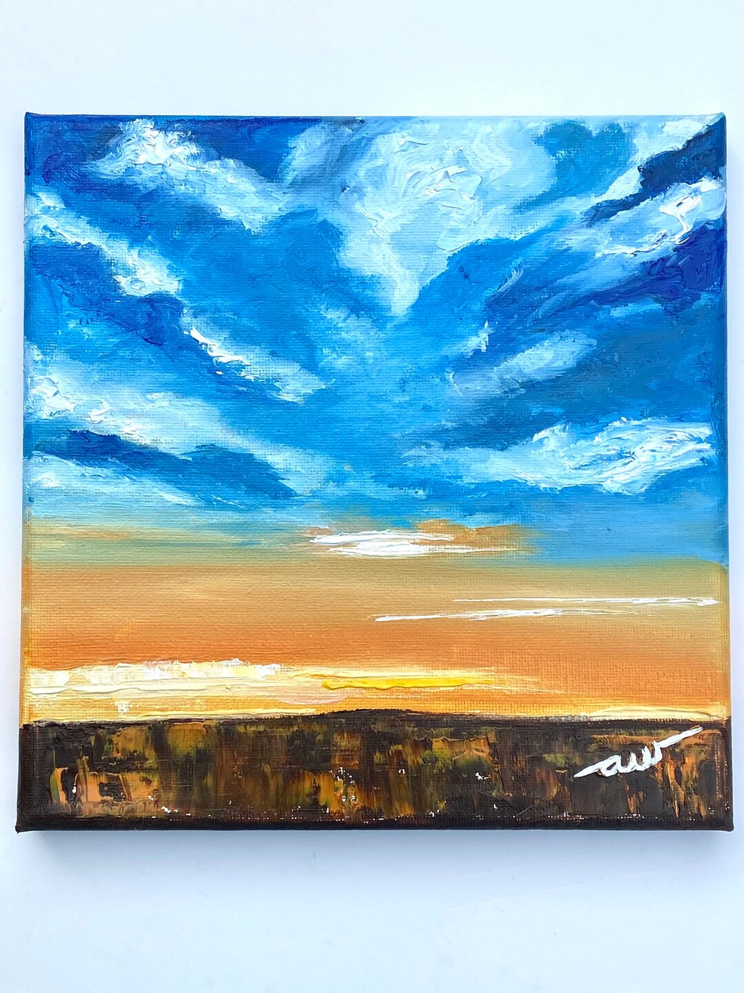 【P30号】good blue(call) 油絵 oil painting Abstract Landscape Oil Painting on Stretched Canvas