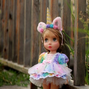 Disney animators doll clothes,Disney doll dress set,rainbow Unicorn Dress Set for Disney animators collection dolls 16"