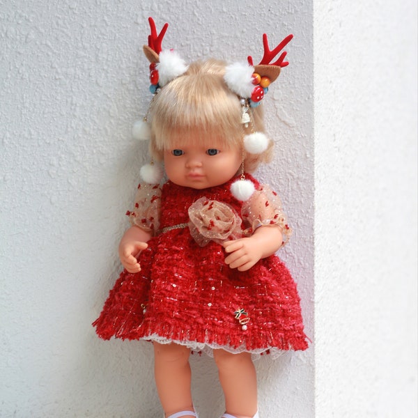 Ropa de muñeca Minilkane, conjunto de vestidos para muñecas Miniland 15 pulgadas (38 cm) Ropa de muñeca Minikane 34-38 cm ropa de muñeca Vestido de Navidad