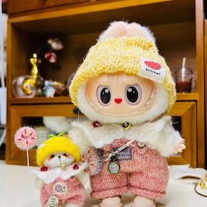 Labubu  Outfit Set – 17cm Doll Handmade Sweater, Hat, Bag | Cute Winter Outfit