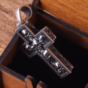 Ciondolo Teschio Croce collana uomo Gioielli gotici in argento sterling