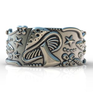 Mushroom Sterling Silver 925 Ring Retro Minimalist