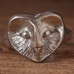 Owl bird figure animal sterling silver 925 ring handmade animal biker men women