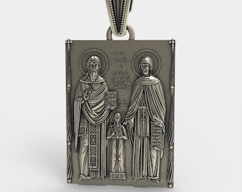 the Holy Great Martyrs Raphael Nicholas and Irina Pendant sterling silver 925