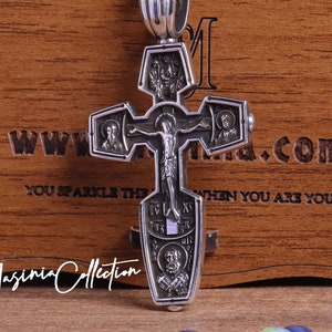 Pendant Crucifix necklace men INRI Jesus Christ Sterling Silver Christian Orthodox Jesus Cross Trinity