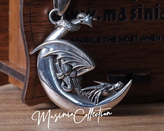 Moon Dragon pendant Pendant in Sterling silver 925