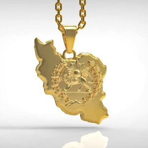 Perzische koning Pahlavi Leeuw en zon kaart perzië hanger sterlingzilver 925
