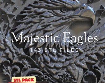 143 Eagle STL Pack Reliefs Majestic Birds, Wildlife Sculpting, CNC Router Art Printing 3D Files
