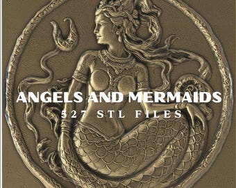 Angels and Mermaids STL Pack | 527 Angel Relief  Mythical Models for CNC & 3D Printing