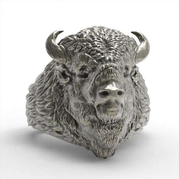 Buffalo Sterling Silver 925 Ring Bull - Etsy