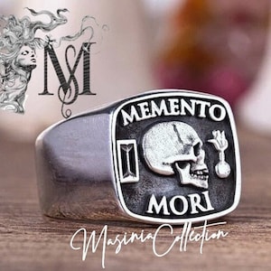 Memento mori signet ring sterling silver 925 original design