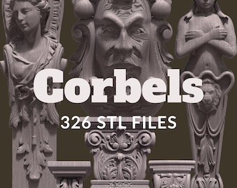 326 Architectural Capitals Corbels STL Bundle Classical Baroque CNC Relief 3D Models Furniture Decor
