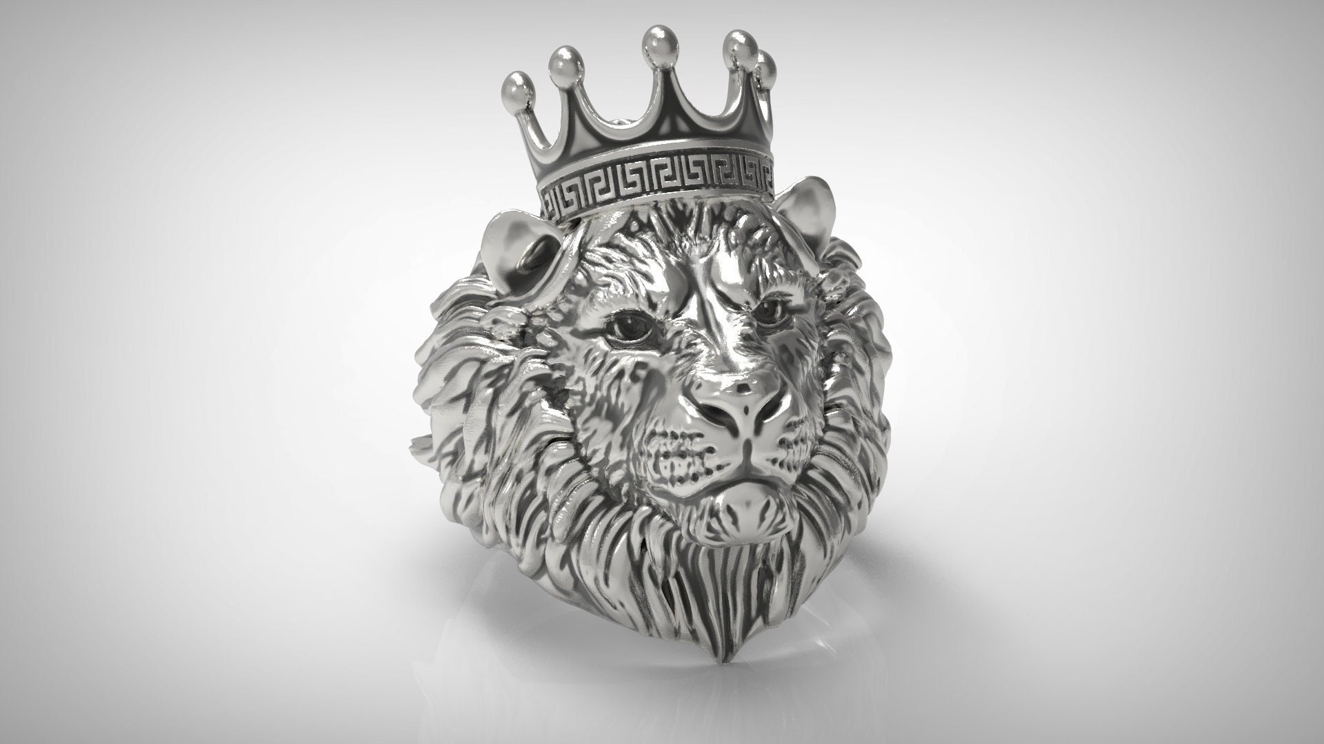 Lion King Crown Head Men s Ring 925 Sterling Silver Biker Rider Animal Ring Gift