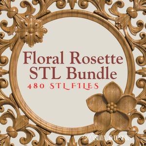 480 Floral Rosette STL Bundle – High-Detail Ornamental Designs for CNC, Jewelry, Laser Engraving & 3D