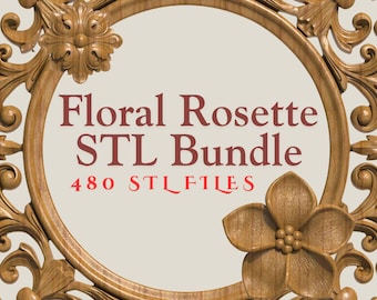 480 Floral Rosette STL Bundle – High-Detail Ornamental Designs for CNC, Jewelry, Laser Engraving & 3D