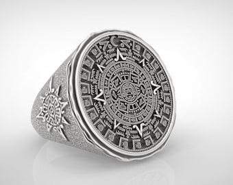 NAGUAL Sterling Silver Men's Ring- JOSEPH BERTOLI Aztec